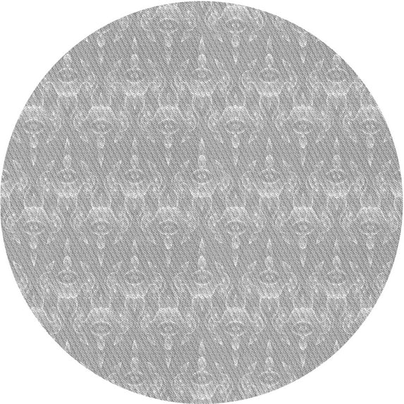 Ahgly Company Machine Washable Indoor Round Transitional Platinum Silver Gray Area Rugs, 6' Round