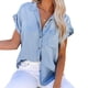 thumbnail image 1 of Blusa de mezclilla de manga corta Turn Down Collar Front Pocket Single Breasted Denim Camisa Top para mujeres, 1 of 5