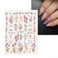 thumbnail image 4 of Pegatinas de uñas con relieve 5D de flores primaverales, calcomanías florales coloridas autoadhesivas, 4 hojas., 4 of 5