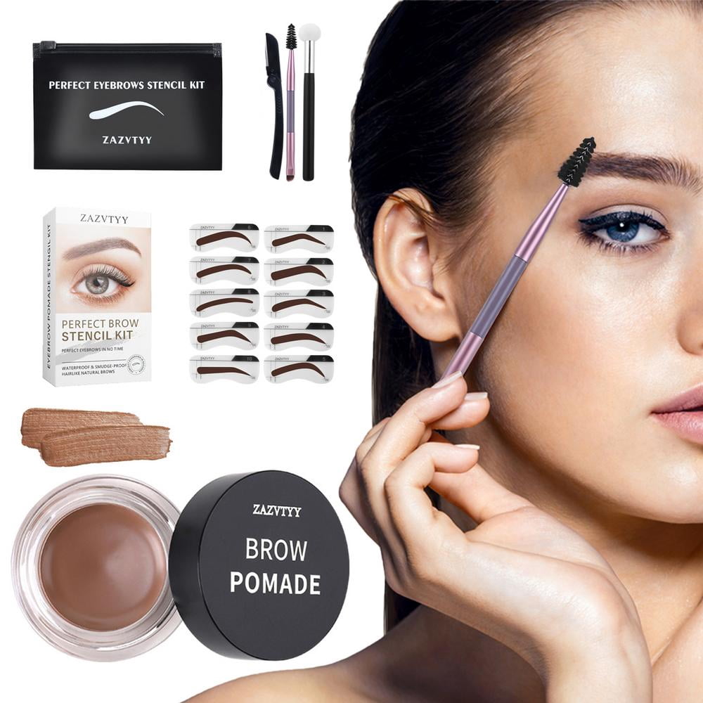 BESTHUA Eye Brow Stamping Kit Eyebrow Pomade for Women Brow Stamp Shaping  Kit with Sponge Applicator Brush 10 Eyebrow Stencils decent - Walmart.com
