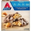 Atkins Caramel Chocolate Nut Roll Snack Bar, Protein Snack, High in Fiber, Low Sugar, 6/5 Packs