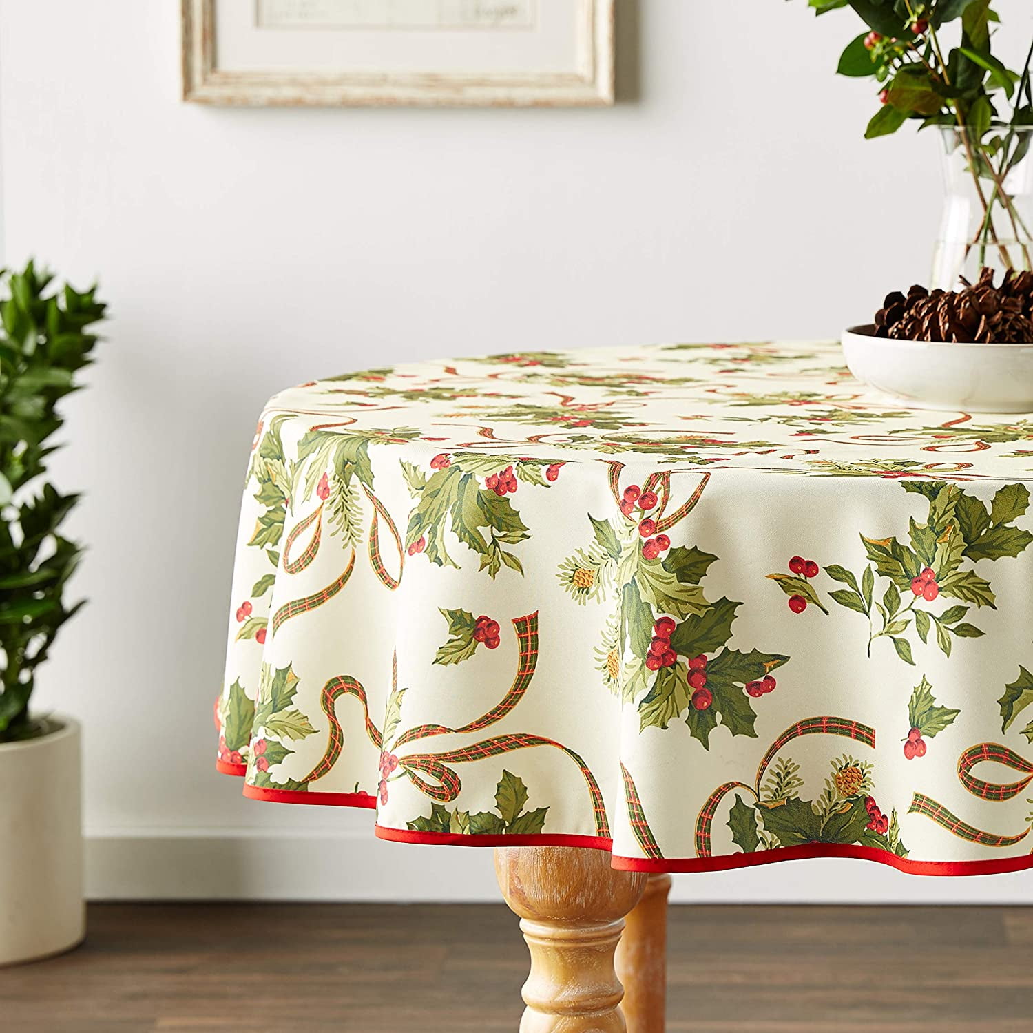 Image of Christmas Ribbons Tablecloth