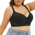 thumbnail image 2 of Jdkau Womens Bras Plus Size Bras for Women Front Closure Bras Daisy Comfort Tshirt Bra Wireless Full Coverage Bras（Black,48D）, 2 of 9