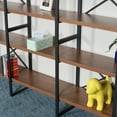 thumbnail image 2 of Large double bookcases with 8 walnut wood shelves for living room - 70.86*11.34*56.69 inches, 2 of 10