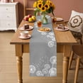 thumbnail image 2 of White Dandelion Table Runner - 36 Inch Long Spring Plants Flowers Vintage Gray Cotton and Linen Blended Dress Scarves Farmhouse Table Runner for Kitchen Dining, Coffee Table, 13" x 36", 2 of 8