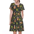 thumbnail image 1 of Disketp Funny Sloths In The Forest para Vestido de Manga Corta para Mujeres, Vestidos de Verano para Mujeres, Casual y Holgado para la Playa, 1 of 6