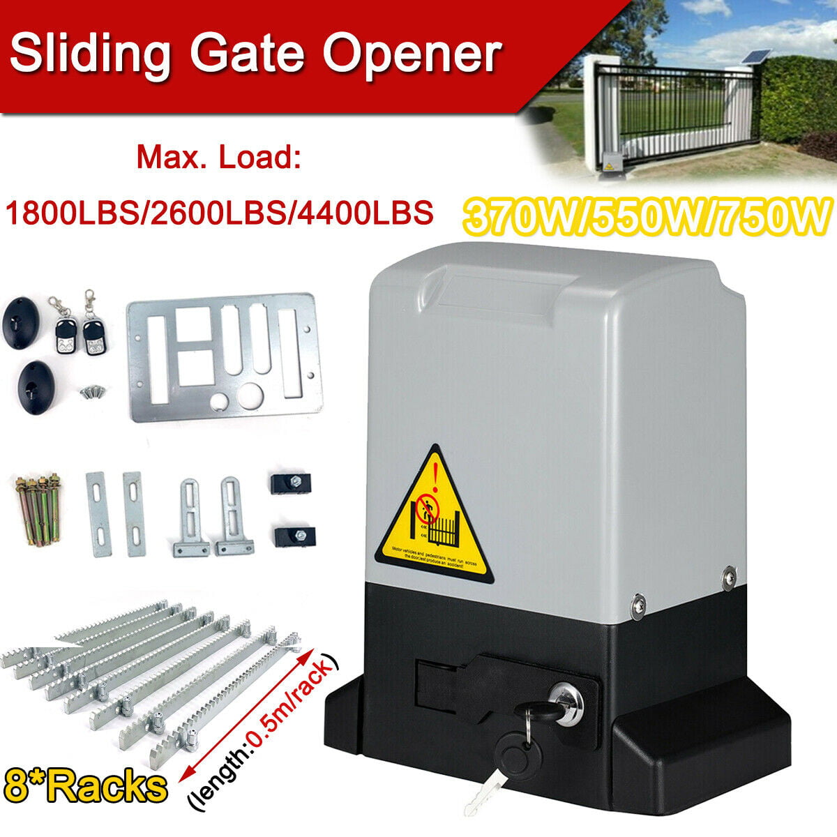Electric sliding gate opener AC motor automatic gate with 4m rack and 2 remotes