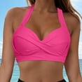 thumbnail image 2 of TOWED22 Bikini Top for Women Textured Swim Suit Tops Scoop Neck Swimsuit Top Fashion Bathing Suit Tops Hot Pink,XL, 2 of 9