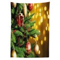 thumbnail image 3 of Ambesonne Christmas Tablecloth Rectangular Table Cover, Close up Tree Blurred, 60"x90", Amber Green Red, 3 of 4