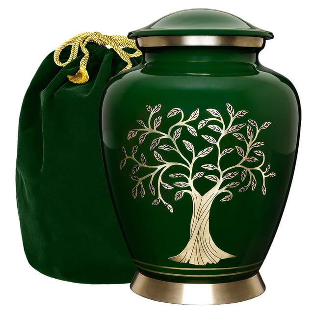 Urna funeraria Trupoint Memorials Tree of Life, color verde, tamaño grande