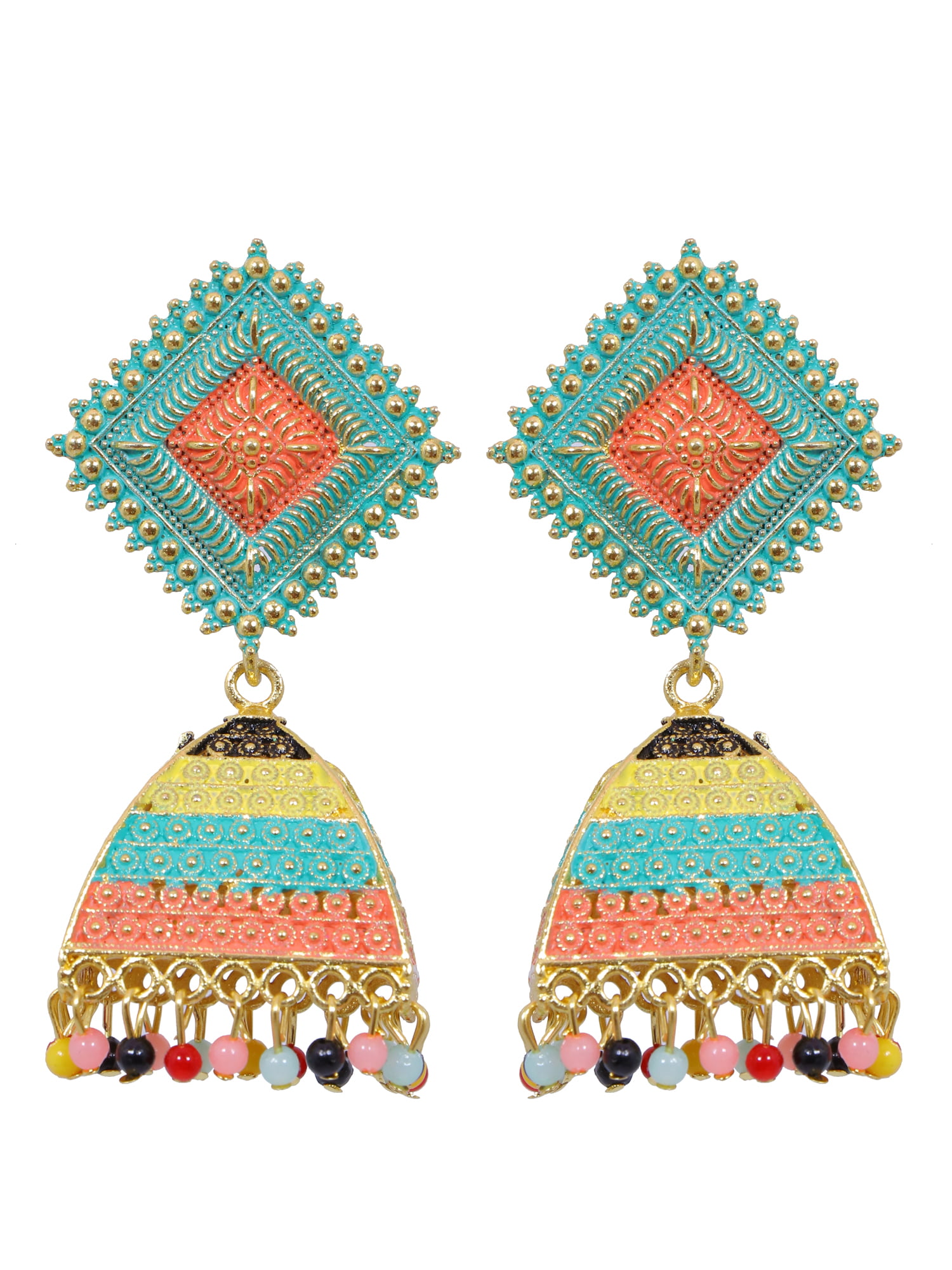 Buy Crunchy Fashion Gold-Plated Pink Meenakari kundan Work Layered  Chandbali Earrings Online at Best Prices in India - JioMart.