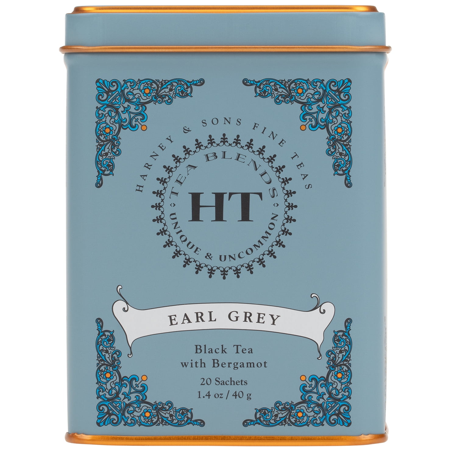 Harney & Sons Earl Grey Tea, Black & Oolong Tea with Bergamot, 20 Pyramid Teabags (Sachets) Tin, Classic Citrus Earl Grey, Caffeinated Tea