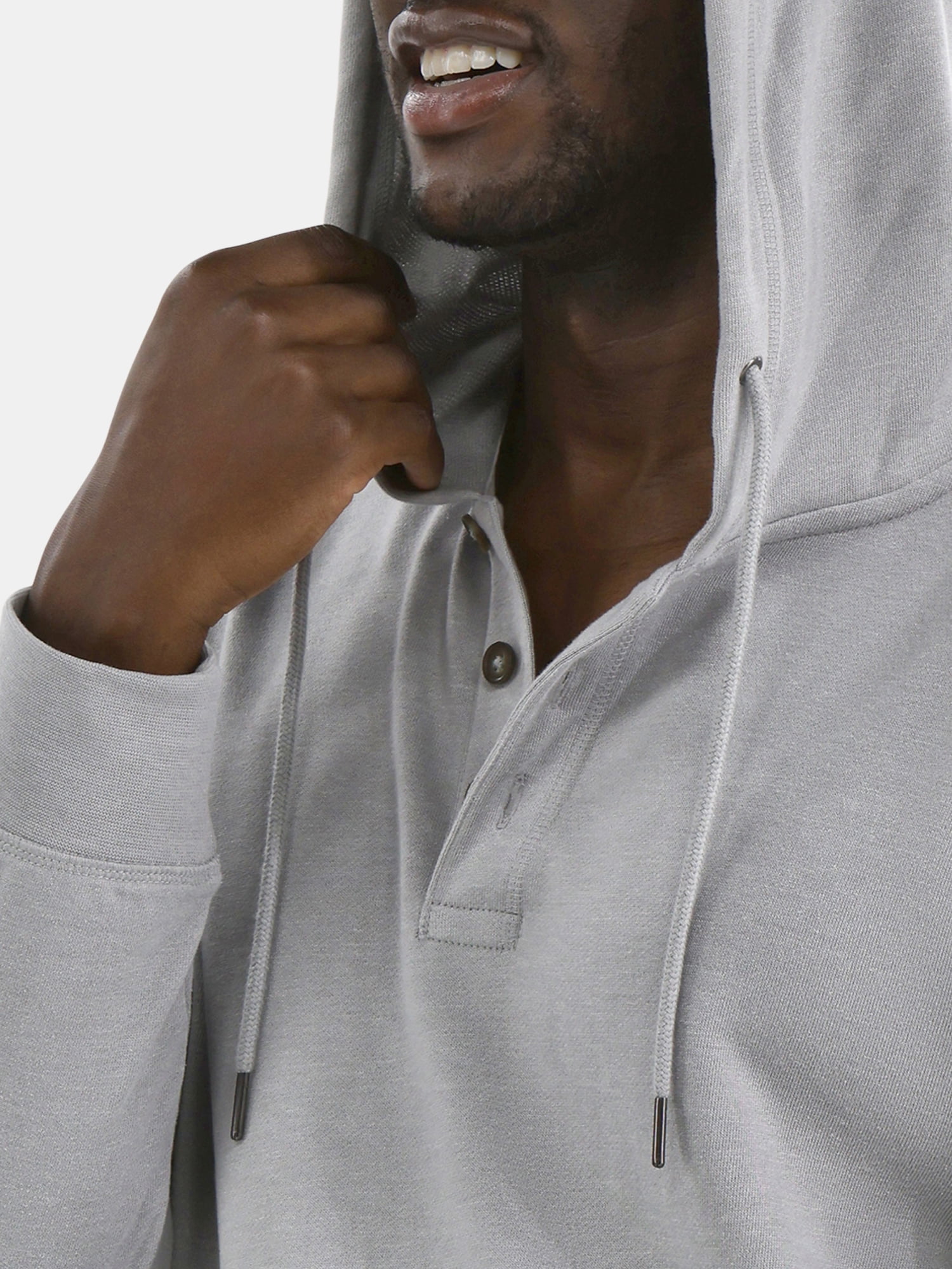 George Men's Button Henley Hoodie with Long Sleeves, Sizes S-3XL