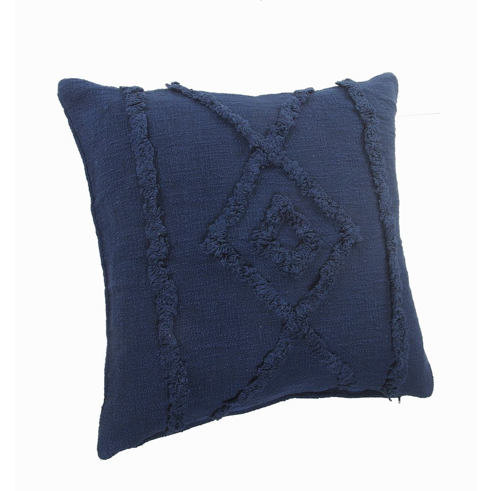 LR Home Ox Bay Hand-Woven Blue  Diamond All-Natural Cotton  Pillow Cover