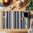 thumbnail image 2 of Colored Stripes Placemats Set of 8, Blue Black White Brown Abstract Lines Placemats for Dining Table, Place Mats for Kitchen Tabletop, Waterproof Wipeable Dining Table Mats Set, 2 of 9