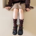 thumbnail image 2 of Girls Ribben Knit Ruffle Crew Socks Bow Decor Double Frilly Ankle Socks Soft Cotton Breathable Princess Long Sock, 2 of 4