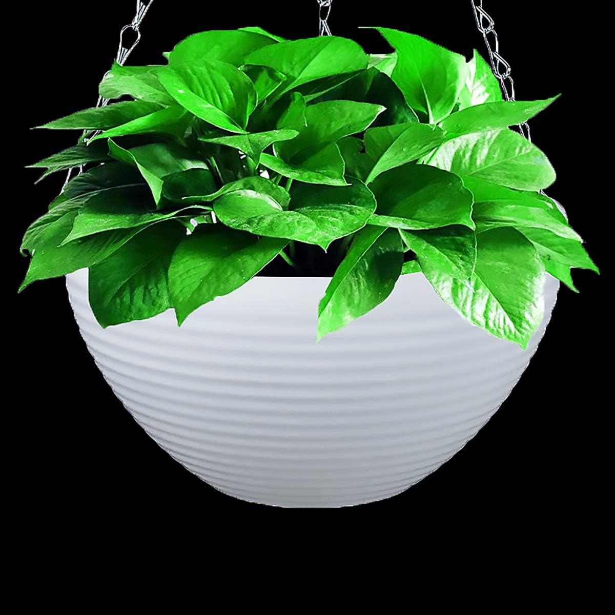 GIXUSIL 8 inch Self-Watering Hanging Planter, 7-Pack Plastic Plant Pots with Drainage Holes & Chains for Indoor Outdoor Garden Basket (7 Colors)