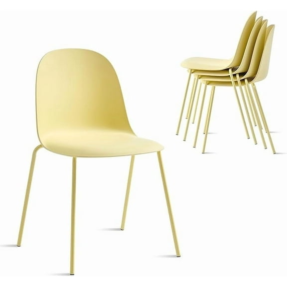 Xdeco Dining Chairs 4-Pack with 280lbs Capacity, Stackable Heavy-Duty Chair for Indoor/Outdoor, Yellow