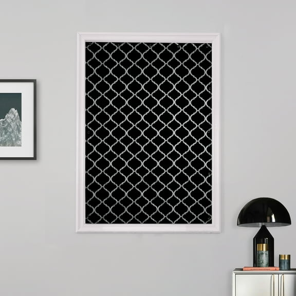 Pinewave Black Travel Blackout Curtain with Suction Cups Metallic Moroccan Patterned Portable Curtains Temporary Flexible for Nursery Kids Bedroom,52"Wx72"L,1Panel