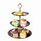 thumbnail image 5 of Bandeja de postre de 3 niveles, lujosa bandeja de plástico para fruta, pastel, expositor para sala de estar, boda, Navidad, grande, color negro, 5 of 12
