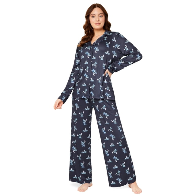 Conjunto de pijama Disney Stitch para mujer con botones en la parte delantera