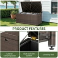 thumbnail image 5 of Uforic Outdoor Storage Bench , 70 Gallon PE Rattan Patio Storage Box Bench w/Handles & Soft Cushion for Patio Garden, Brown, 5 of 9