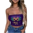 thumbnail image 2 of SOOMLON Mardi Gras Tube Tops for Women Carnival Outfits Tuesday Party Sleeveless Tshirts Fancy Mask Print Tops Sexy Cropped Tops New Orleans Festival Tees 2025 Purple XL, 2 of 4