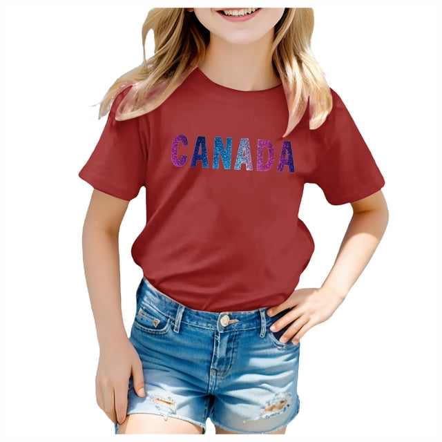 Ketyyh-chn99 T-Shirts pour Adolescentes T-Shirt à Manches Courtes pour Filles T-Shirt d'Été à Col Rond Coupe Décontractée T-Shirts Basiques pour 12-13 Ans, Rouge