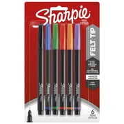 Sharpie Pens, Felt Tip Pens, Fine Point (0.4mm), Assorted Colors, 6 Count