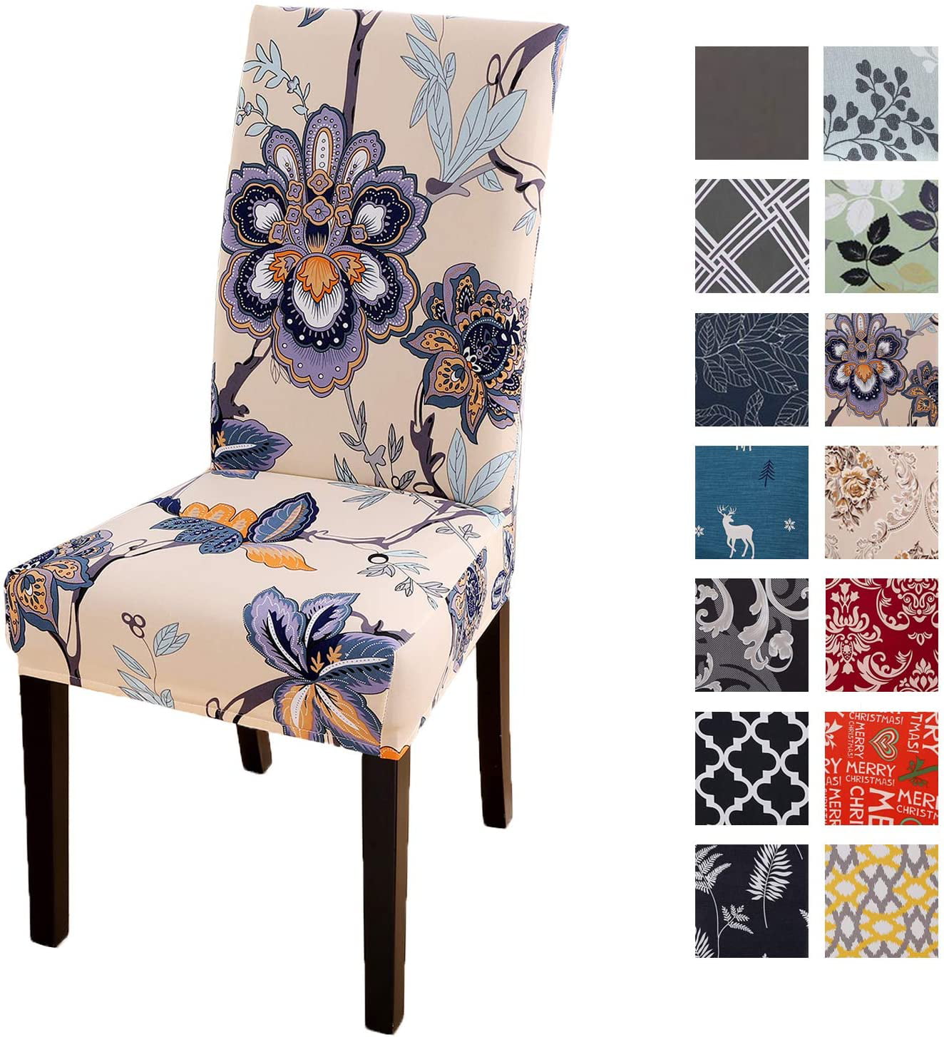 Removable Elastic Stretch Slipcovers Short Dining Room Chair Seat Cover Decor Back Height: 45~60cm,Seat Length: 45~55cm,Seat Width: 45~55cm R #6 TOOGOO Blue classic 