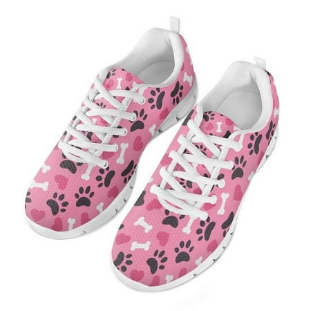 

Cute Bone and Paw Print Shoes Women Luxury Brand Autumn Ladies Shoes Breathable Lace Up Casual Flats Shoes Sneakers