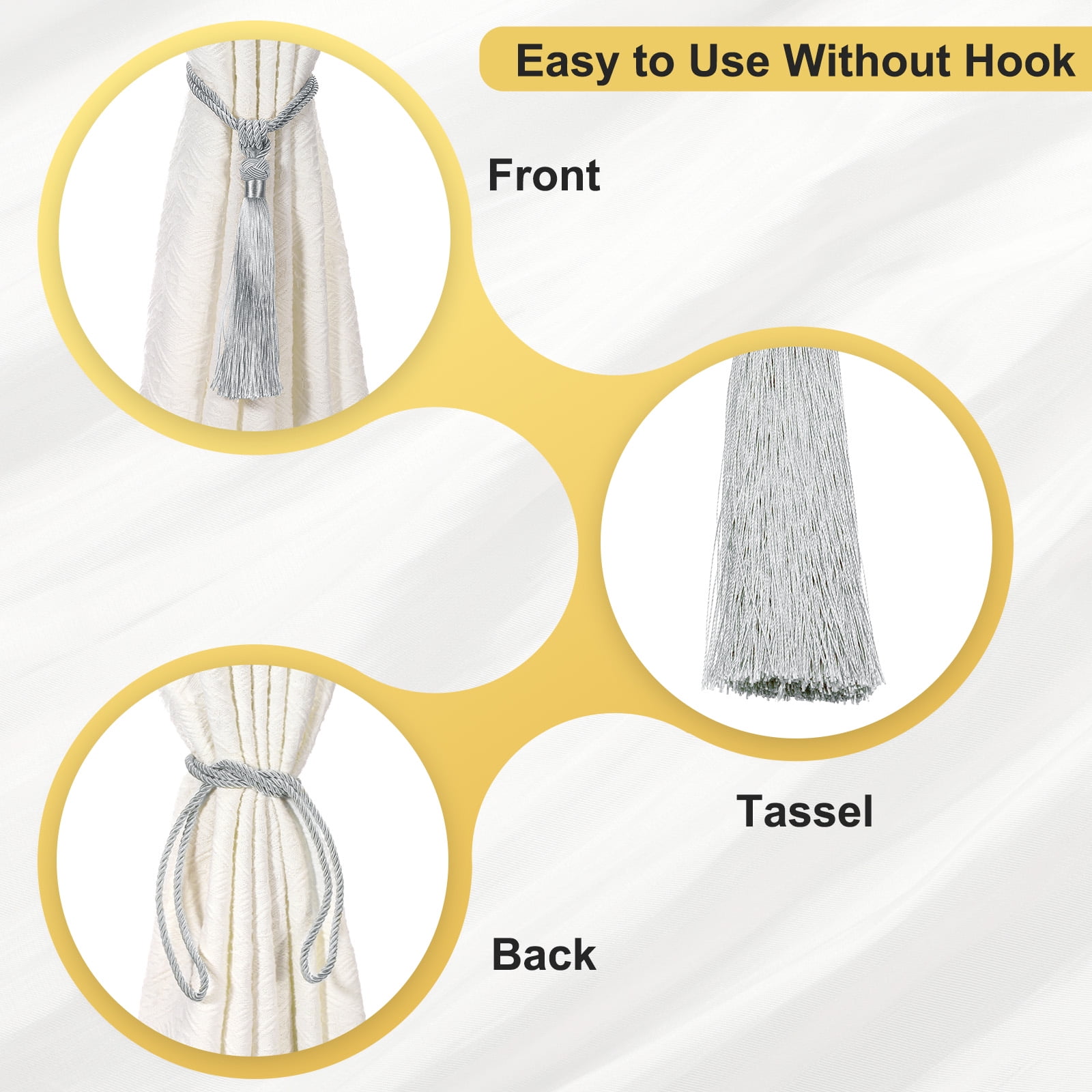 Unique Bargains Handmade Elegant Curtain Tiebacks Tassel Home Decor Gray 2 Pcs