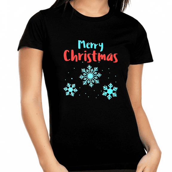 Cute Snowflake Christmas Shirts for Women Plus Size Plus Size Christmas Pajamas for Womens Christmas Shirt