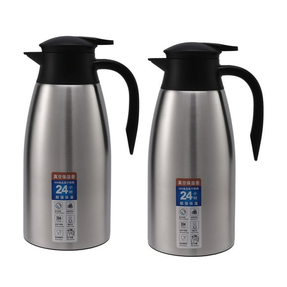 2X Plata 304 Acero Inoxidable 2L Frasco Térmico Agua Al Vacío Aislada Olla Café Té Leche Jarra Térmica