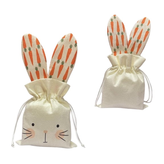 Easter Bunny Favor Bags with Rabbit Ears, Cute Drawstring Gift Pouches,Easter Bunny Cloth Spring Goodie Bags for Candy Cookies Chocolate Egg Hunt Party Favors Holiday Gifts Giving