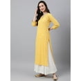 thumbnail image 5 of Janasya Indian Women's Mustard Crepe Foil Print Straight Kurta, 5 of 8