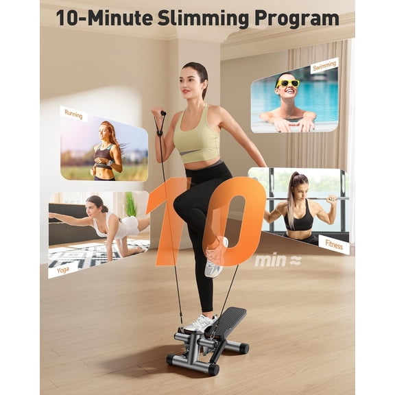 Stair Stepper, Twist/Mini Stepper for Exercise at Home, Step Machine with Resistance Bands for Full Body Workout, 350lbs Capacity