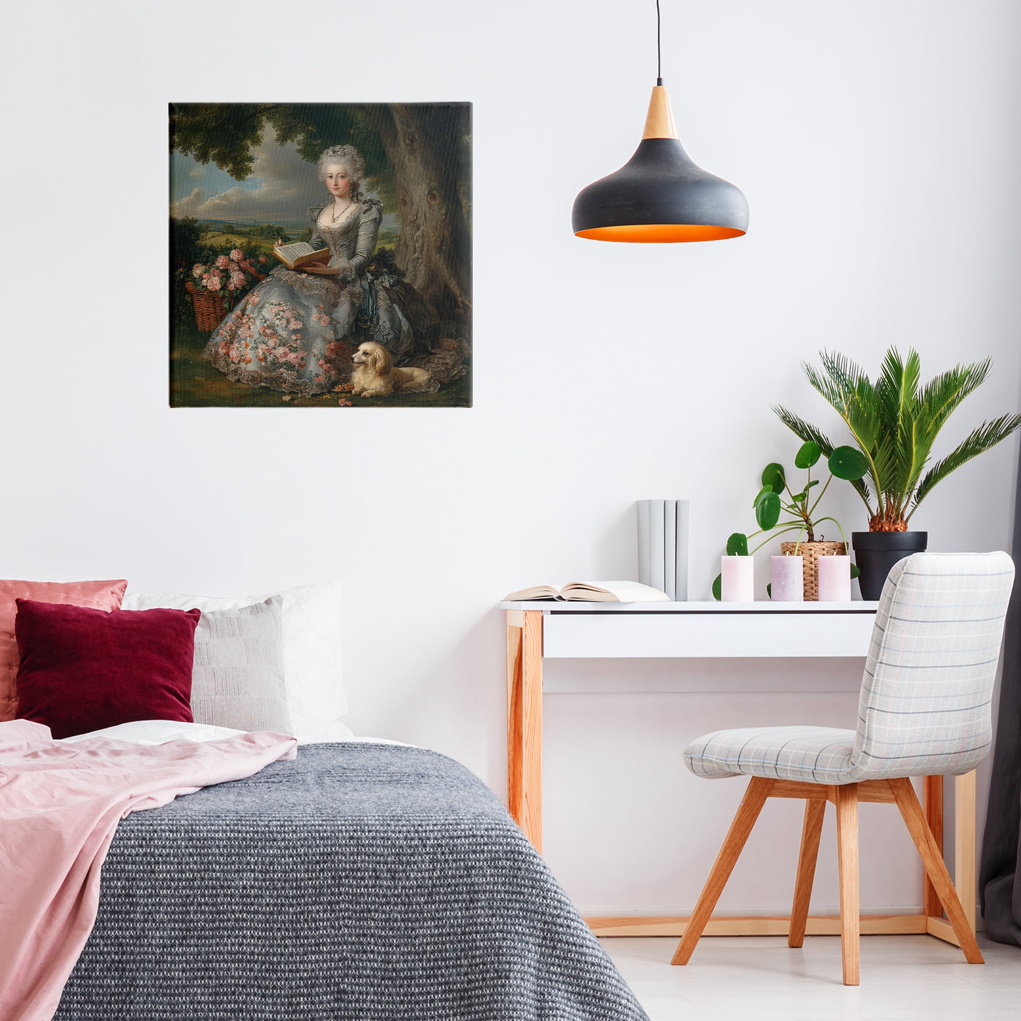 Stupell Industries Reading Rococo Lady with Dog Canvas Wall Art, design by The Wands Want