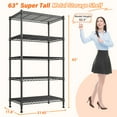 thumbnail image 4 of REIBII 5 Tier Metal Shelving Wire Storage Shelves for Kitchen Laundry Pantry Garage Commercial,63"Hx 21.65"L x 11.8"D, 4 of 8
