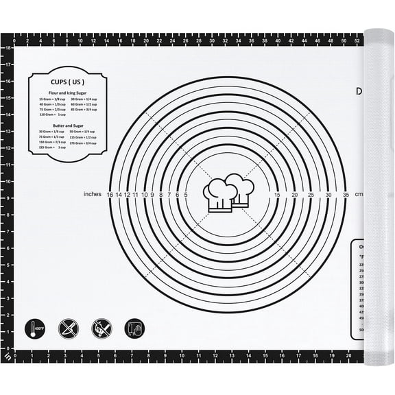 KitchenKey Pastry Mat, 28" x 20" Food Grade Silicone Extra Large Non Stick Baking Sheet Mat with Measurement for Making Cookies,Macarons,Bread and Pastry