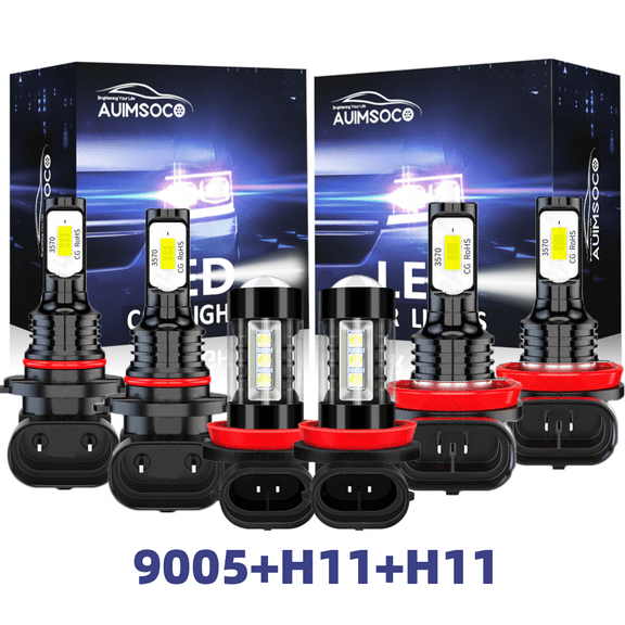 LED Headlights 6000K 9005 H11 H11 Combo For Chevy Trax 2013 2012 2013 2014 2015 2016 2017 2018, 4000LM Super White High Low Bulbs Fog Light Bulbs Kit, Non-polarity 300% Brighter Easy Install, 6x