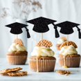 thumbnail image 5 of Topper para cupcakes Leetaivie de 24 piezas con brillo negro para graduación, 5 of 5