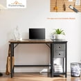 thumbnail image 7 of JONPONY 47"Gaming Desk,Modern Simple Style Home Office Writing Desk with 2-Tier Drawers Storage& Headset Hooks,Brwon, 7 of 7