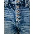 thumbnail image 4 of Valcatch Women's Casual Stretch Denim Jean Shorts Mid Rise Ripped Folded Hem Button Pockets Summer Shorts, 4 of 5