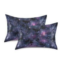Yayeee Pillowcase King Size Set of 2 Satin Wrinkle Resistant Envelope Pillow Case, Purple Sky Pattern