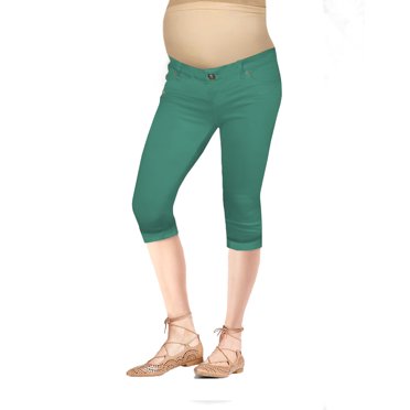 Hybrid & Company Women's Super Comfy Stretch Maternity Skinny Jeans - Light Wash, Full Length With Elastic Belly Band