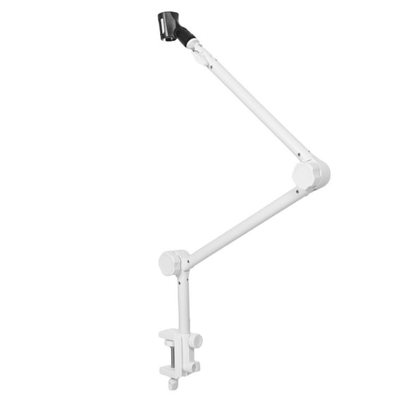 LOLIPPYY 1Set White Microphone Desk Stand Boom Arm with Elegant Finish and Quick Clamp Installation