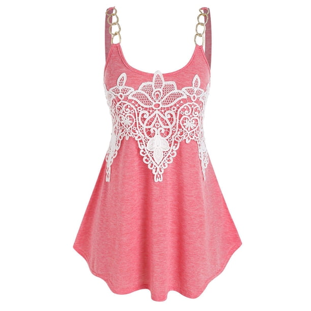 Tank Top de Túnica de Talla Extra con Aplicación de Panel Rosegal Camisetas sin mangas de talla grande