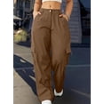 thumbnail image 3 of Plus Size Women Straight Solid Color Loose Cargo Pants, 3 of 4