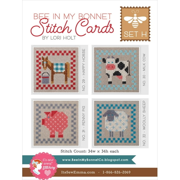 Bee in My Bonnet Stitch Cards Set H